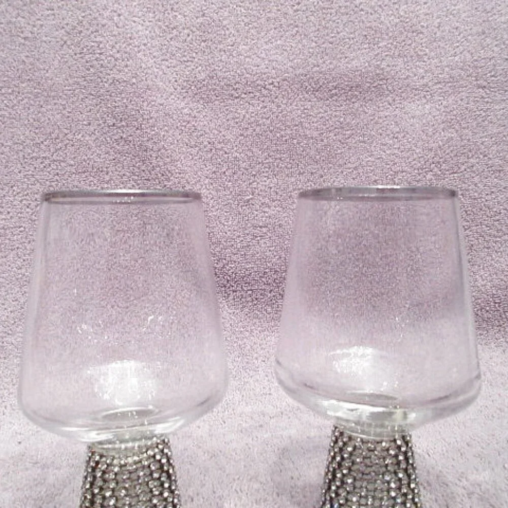Set Of 4 Cordial Glasses Clear Silver Crystal Base Liquor Glam Regency Old Money